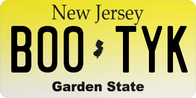 NJ license plate B00TYK