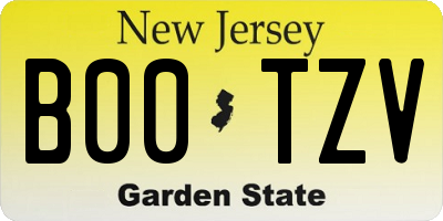 NJ license plate B00TZV