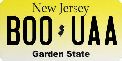 NJ license plate B00UAA