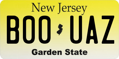 NJ license plate B00UAZ