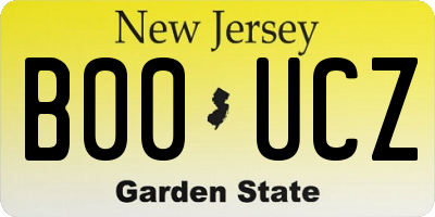 NJ license plate B00UCZ