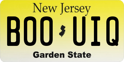 NJ license plate B00UIQ