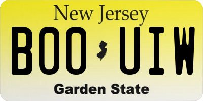 NJ license plate B00UIW