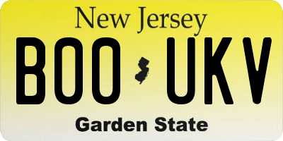 NJ license plate B00UKV