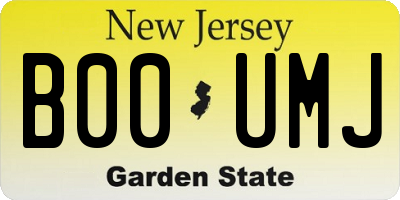 NJ license plate B00UMJ