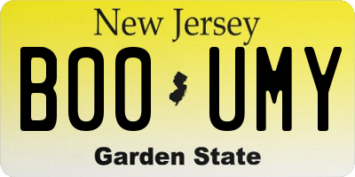 NJ license plate B00UMY