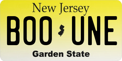 NJ license plate B00UNE