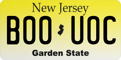 NJ license plate B00UOC