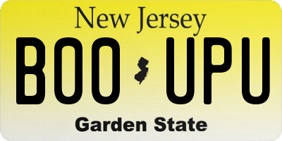 NJ license plate B00UPU