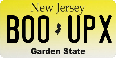 NJ license plate B00UPX