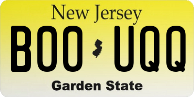 NJ license plate B00UQQ