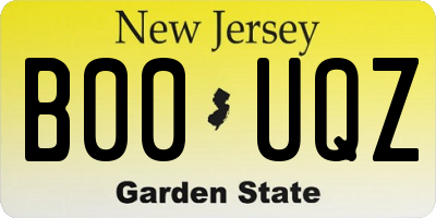 NJ license plate B00UQZ