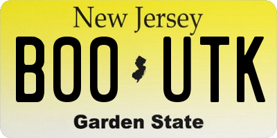 NJ license plate B00UTK