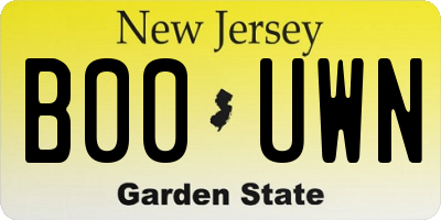 NJ license plate B00UWN