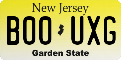 NJ license plate B00UXG