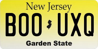NJ license plate B00UXQ