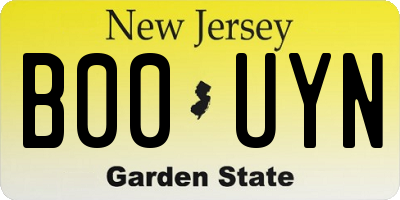 NJ license plate B00UYN