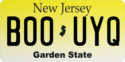 NJ license plate B00UYQ