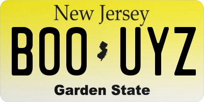 NJ license plate B00UYZ