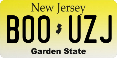 NJ license plate B00UZJ
