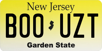 NJ license plate B00UZT