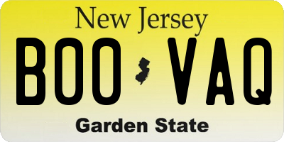 NJ license plate B00VAQ