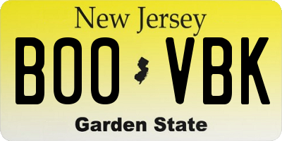 NJ license plate B00VBK
