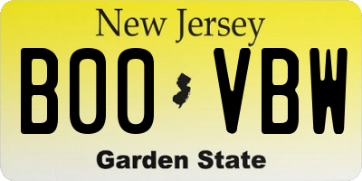 NJ license plate B00VBW