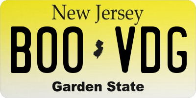 NJ license plate B00VDG