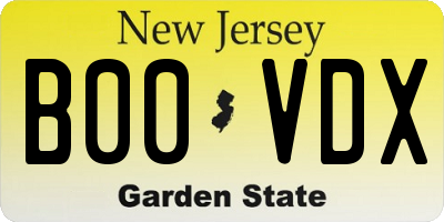 NJ license plate B00VDX