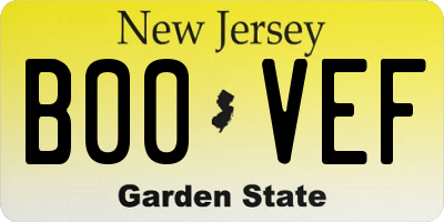 NJ license plate B00VEF