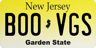 NJ license plate B00VGS