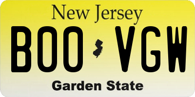 NJ license plate B00VGW