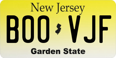 NJ license plate B00VJF
