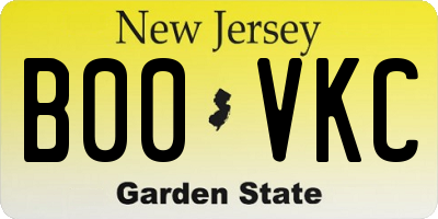 NJ license plate B00VKC