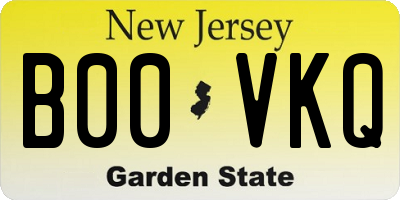 NJ license plate B00VKQ