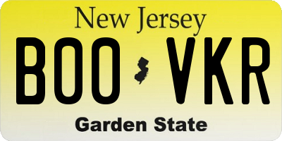 NJ license plate B00VKR
