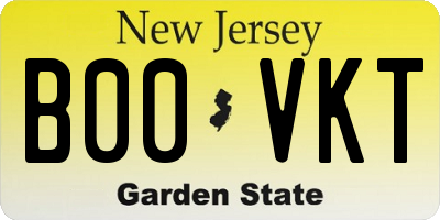 NJ license plate B00VKT