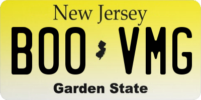 NJ license plate B00VMG