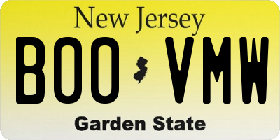 NJ license plate B00VMW
