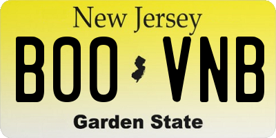 NJ license plate B00VNB