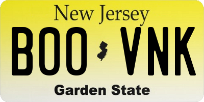 NJ license plate B00VNK