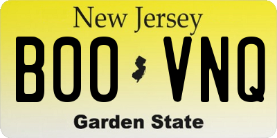 NJ license plate B00VNQ