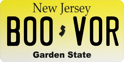 NJ license plate B00VOR