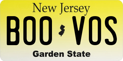 NJ license plate B00VOS