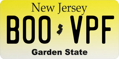 NJ license plate B00VPF