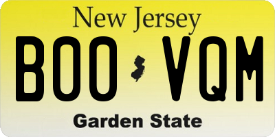 NJ license plate B00VQM