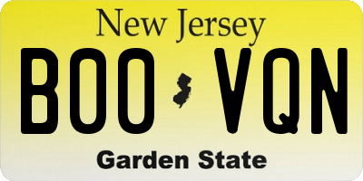 NJ license plate B00VQN