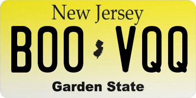 NJ license plate B00VQQ