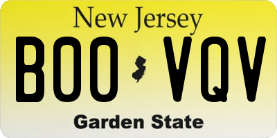 NJ license plate B00VQV